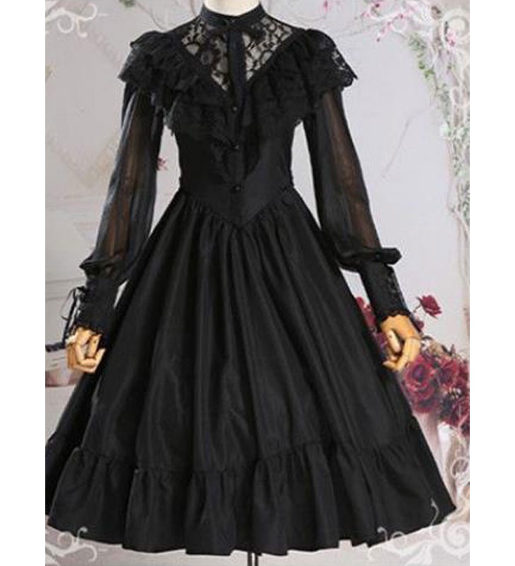 Sweet Lolita OP Dress Black Ruffles Lolita Vestidos De Una Pieza Halloween Halloween Carnaval