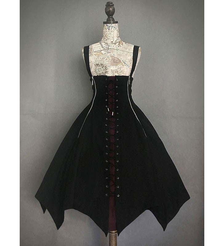 Vestido Gothic Lolita JSK Falda Jumper Lolita Con Cordones Negra Halloween