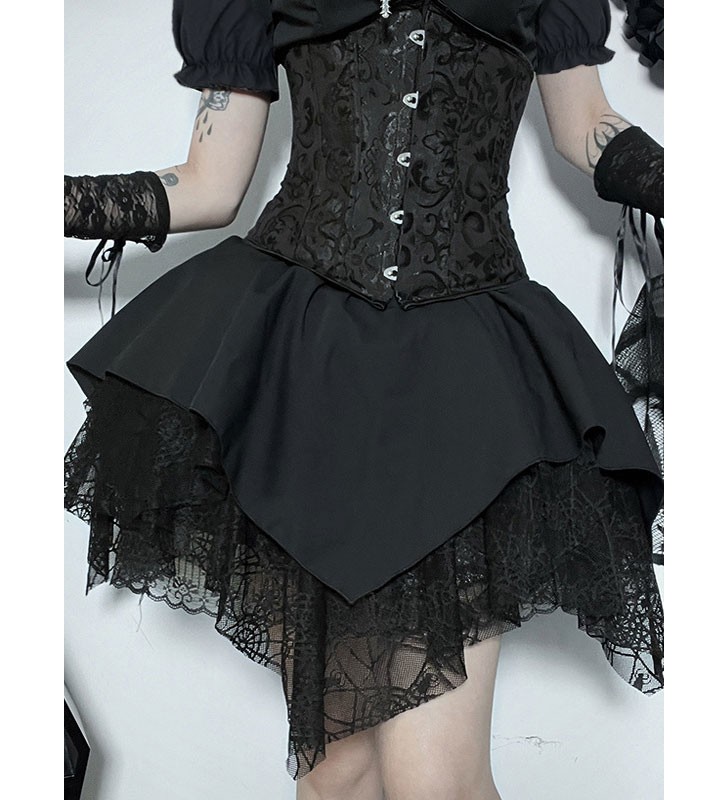 Faldas De Lolita De Encaje Con Volantes Black Gothic Lolita SK Halloween Halloween Carnaval Halloween