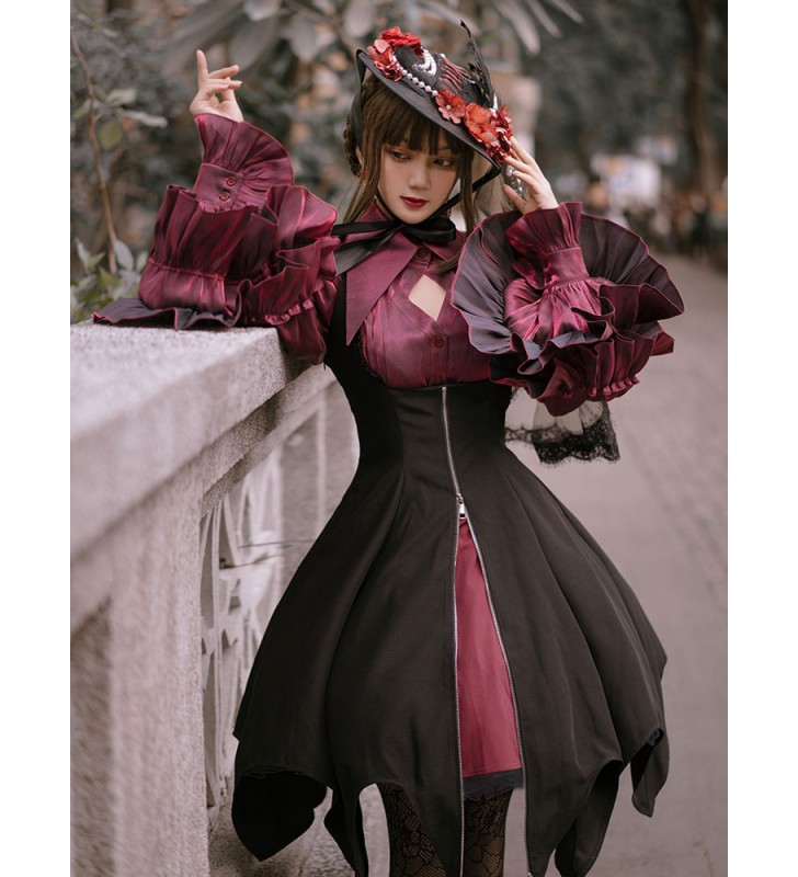 Gothic Lolita SK Minifalda Lolita De Poliéster Con Cordones Y Volantes En Negro Carnaval